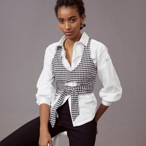 Black and White Gingham Tie-Front Top